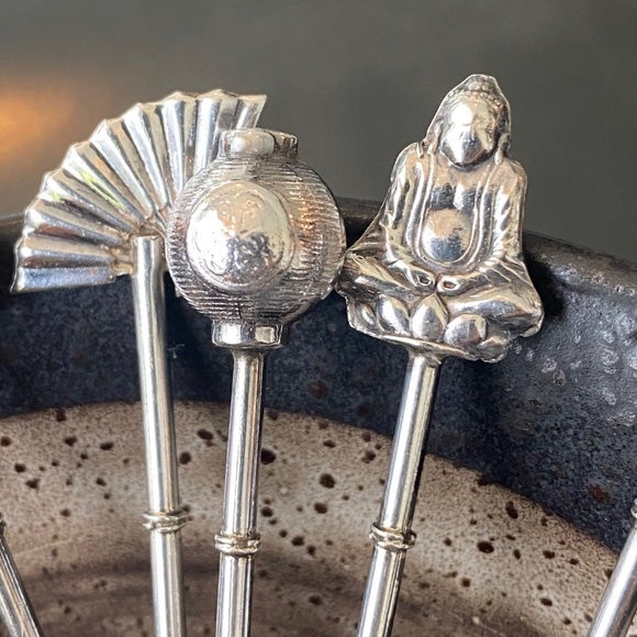 Vintage, Antique Ca 1960s Japanese Silver Spoons - Picture 1 of 6